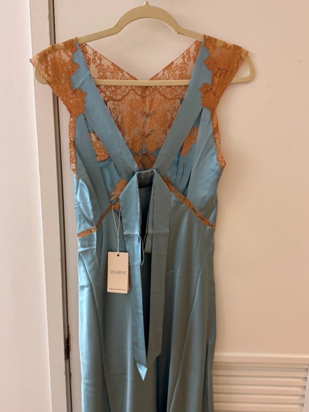 NWT [SOLD OUT] Doen Marcelle Silk & Lace Dress In Deep Aquamarine Sz XS - Picture 6 of 7